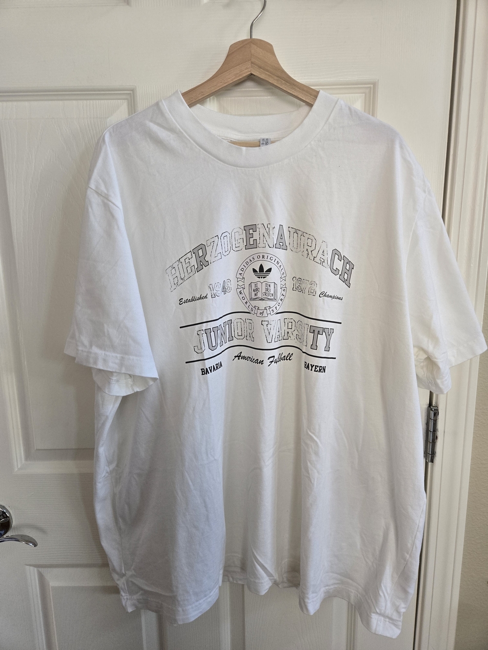 Adidas HERZOGENAURACH White Oversized Distressed Tee